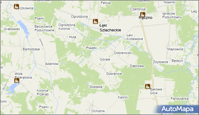 mapa Górale gmina Łęki Szlacheckie, Górale gmina Łęki Szlacheckie na mapie Targeo