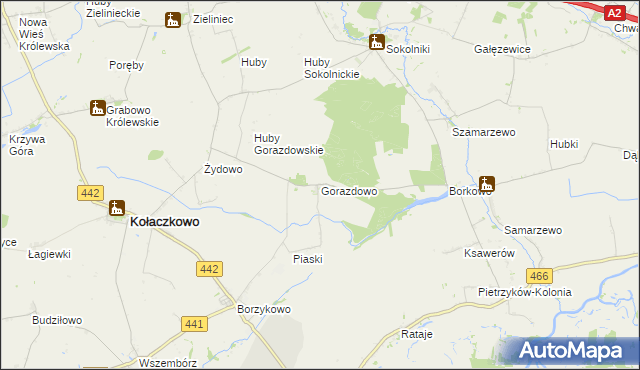 mapa Gorazdowo gmina Kołaczkowo, Gorazdowo gmina Kołaczkowo na mapie Targeo