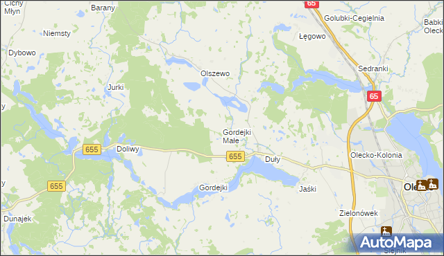 mapa Gordejki Małe, Gordejki Małe na mapie Targeo