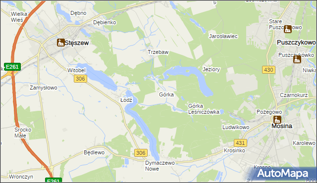 mapa Górka gmina Stęszew, Górka gmina Stęszew na mapie Targeo