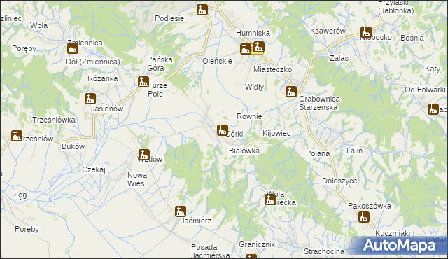 mapa Górki gmina Brzozów, Górki gmina Brzozów na mapie Targeo