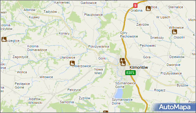 mapa Górki gmina Klimontów, Górki gmina Klimontów na mapie Targeo