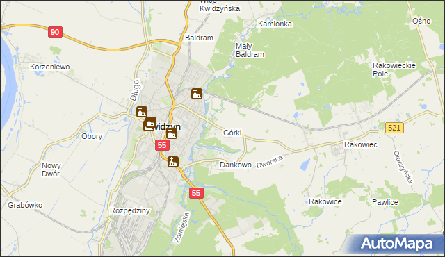 mapa Górki gmina Kwidzyn, Górki gmina Kwidzyn na mapie Targeo