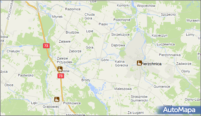 mapa Górki gmina Pierzchnica, Górki gmina Pierzchnica na mapie Targeo