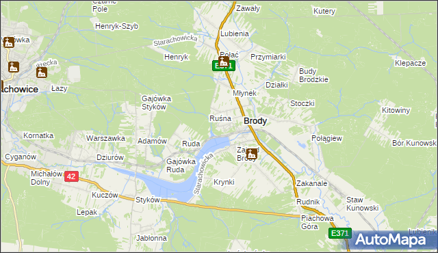 mapa Górki k. Brodów, Górki k. Brodów na mapie Targeo