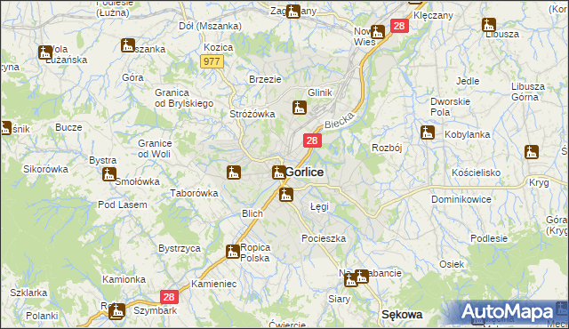 mapa Gorlic, Gorlice na mapie Targeo