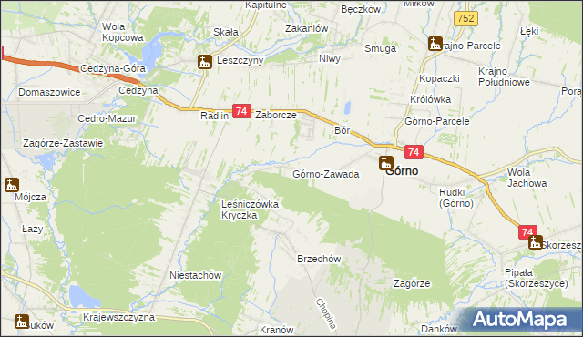 mapa Górno-Zawada, Górno-Zawada na mapie Targeo