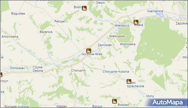 mapa Góry gmina Gorzków, Góry gmina Gorzków na mapie Targeo