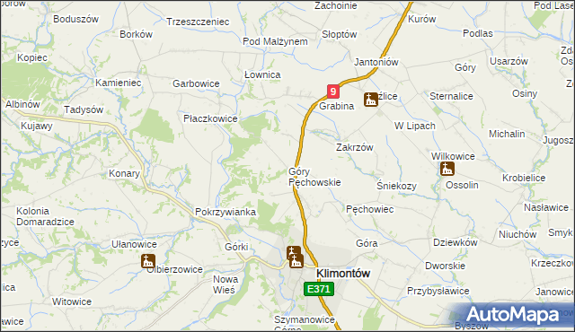 mapa Góry Pęchowskie, Góry Pęchowskie na mapie Targeo