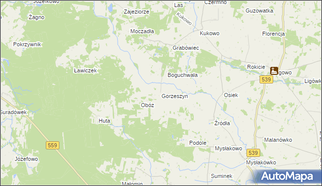 mapa Gorzeszyn, Gorzeszyn na mapie Targeo