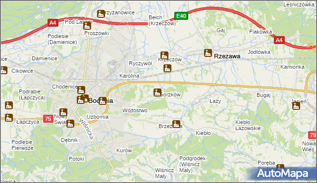 mapa Gorzków gmina Bochnia, Gorzków gmina Bochnia na mapie Targeo