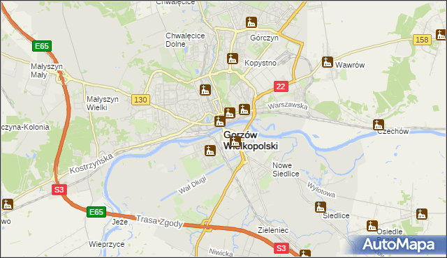 mapa Gorzów Wielkopolski, Gorzów Wielkopolski na mapie Targeo