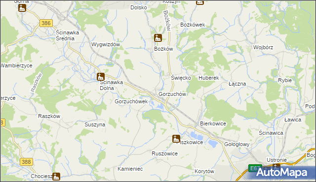 mapa Gorzuchów, Gorzuchów na mapie Targeo