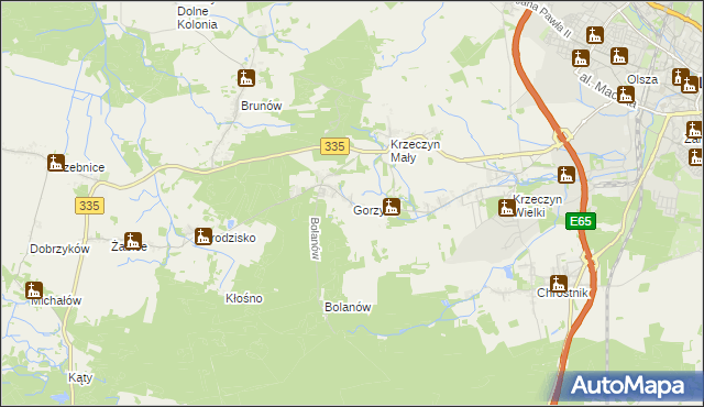 mapa Gorzyca gmina Lubin, Gorzyca gmina Lubin na mapie Targeo