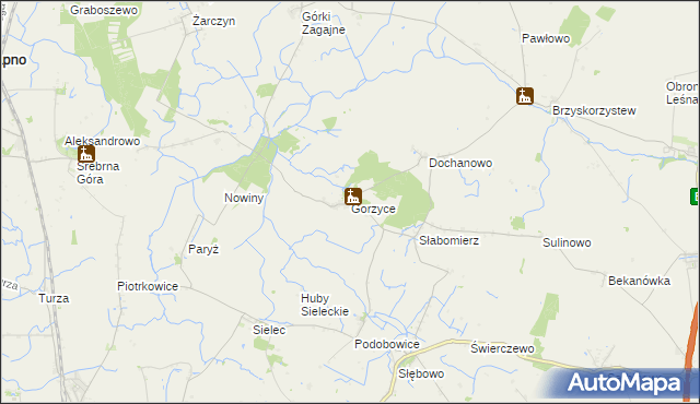 mapa Gorzyce gmina Żnin, Gorzyce gmina Żnin na mapie Targeo