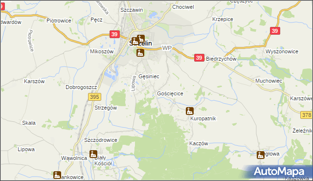 mapa Gościęcice, Gościęcice na mapie Targeo