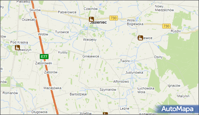 mapa Gośniewice gmina Jasieniec, Gośniewice gmina Jasieniec na mapie Targeo