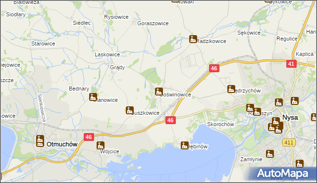 mapa Goświnowice, Goświnowice na mapie Targeo