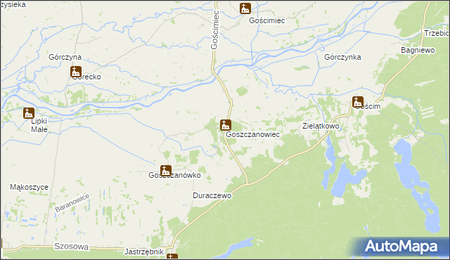 mapa Goszczanowiec, Goszczanowiec na mapie Targeo