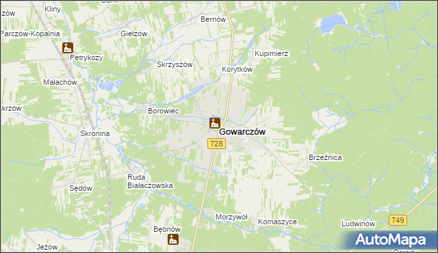 mapa Gowarczów, Gowarczów na mapie Targeo