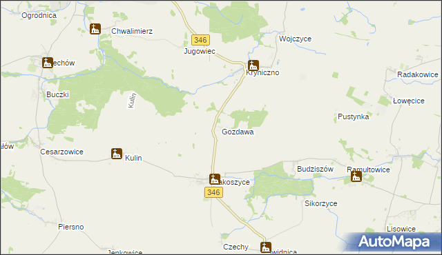 mapa Gozdawa gmina Środa Śląska, Gozdawa gmina Środa Śląska na mapie Targeo