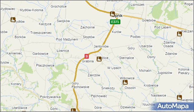 mapa Goźlice, Goźlice na mapie Targeo