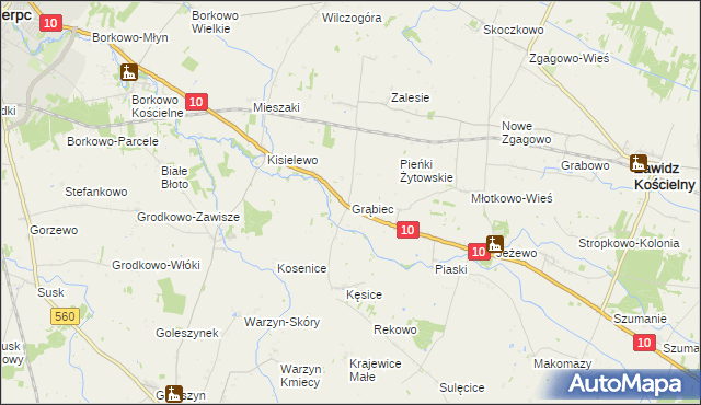 mapa Grąbiec, Grąbiec na mapie Targeo