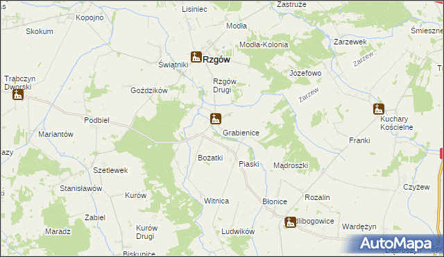mapa Grabienice, Grabienice na mapie Targeo