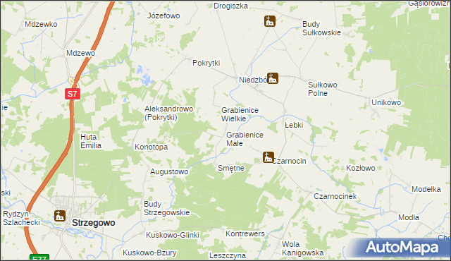 mapa Grabienice Małe, Grabienice Małe na mapie Targeo