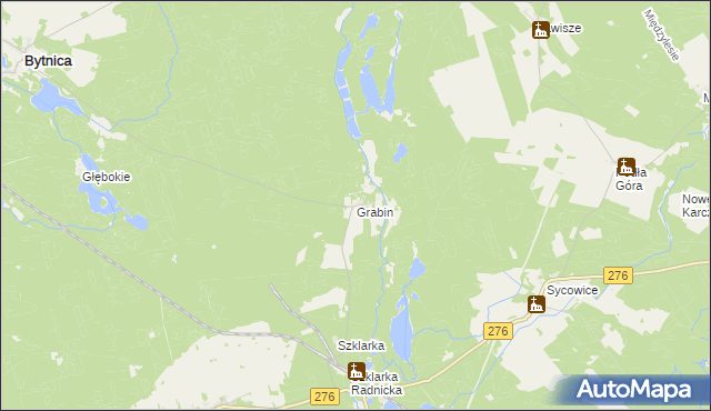 mapa Grabin gmina Bytnica, Grabin gmina Bytnica na mapie Targeo
