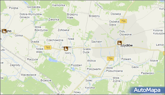 mapa Grabki Duże, Grabki Duże na mapie Targeo