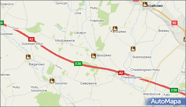 mapa Graboszewo gmina Strzałkowo, Graboszewo gmina Strzałkowo na mapie Targeo