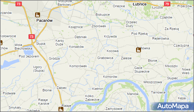 mapa Grabowica gmina Pacanów, Grabowica gmina Pacanów na mapie Targeo