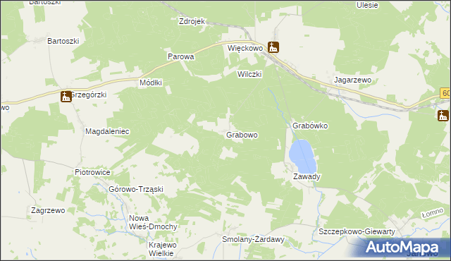 mapa Grabowo gmina Janowo, Grabowo gmina Janowo na mapie Targeo