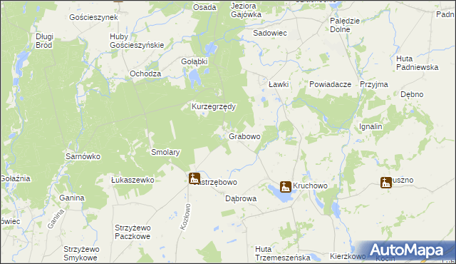 mapa Grabowo gmina Trzemeszno, Grabowo gmina Trzemeszno na mapie Targeo