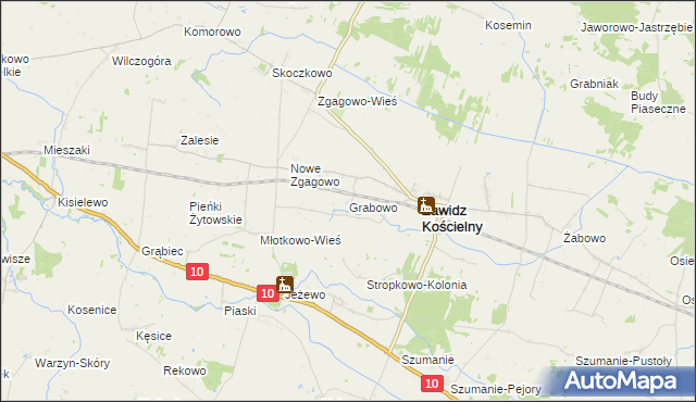 mapa Grabowo gmina Zawidz, Grabowo gmina Zawidz na mapie Targeo