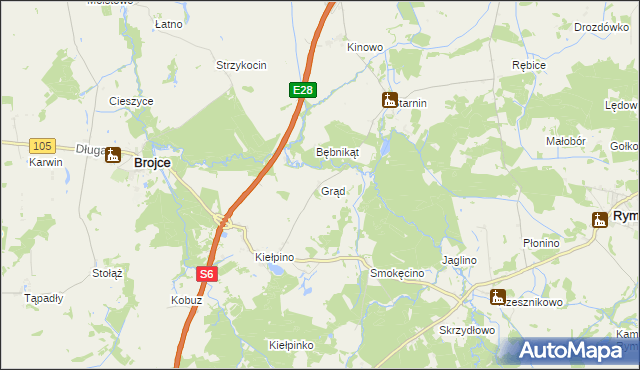 mapa Grąd gmina Brojce, Grąd gmina Brojce na mapie Targeo