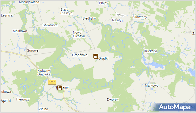 mapa Grądki gmina Godkowo, Grądki gmina Godkowo na mapie Targeo