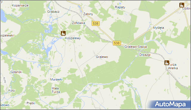 mapa Gralewo gmina Płośnica, Gralewo gmina Płośnica na mapie Targeo