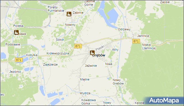 mapa Grębów powiat tarnobrzeski, Grębów powiat tarnobrzeski na mapie Targeo
