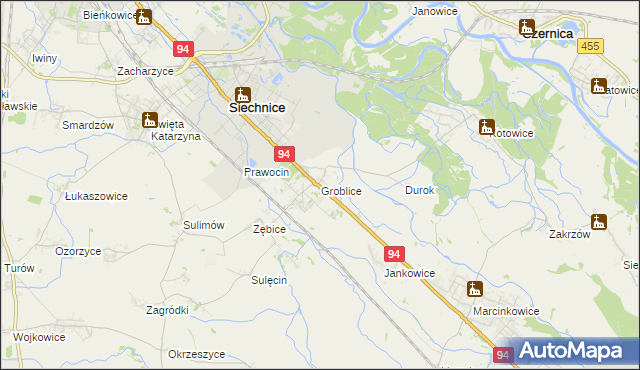 mapa Groblice, Groblice na mapie Targeo
