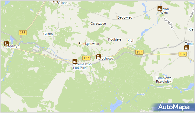 mapa Grochowo gmina Sulęcin, Grochowo gmina Sulęcin na mapie Targeo