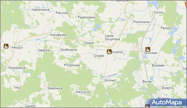 mapa Gródek gmina Wołów, Gródek gmina Wołów na mapie Targeo