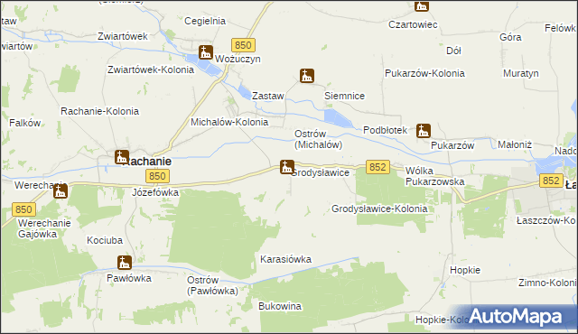 mapa Grodysławice, Grodysławice na mapie Targeo