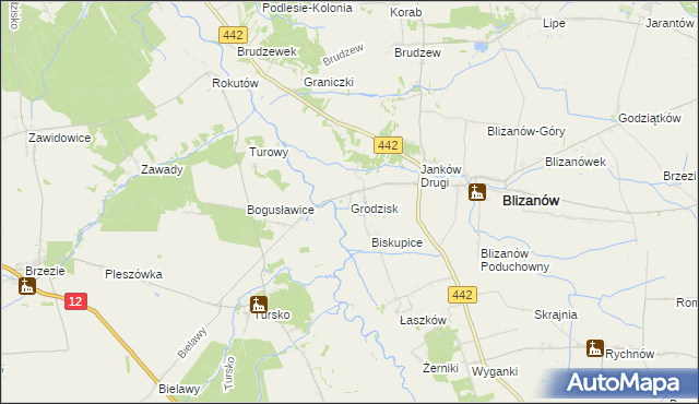 mapa Grodzisk gmina Blizanów, Grodzisk gmina Blizanów na mapie Targeo