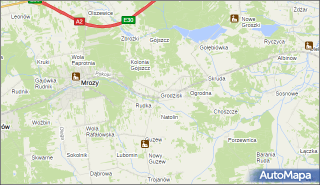 mapa Grodzisk gmina Mrozy, Grodzisk gmina Mrozy na mapie Targeo
