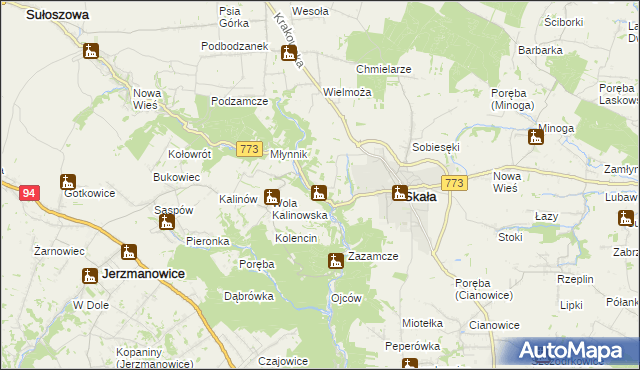 mapa Grodzisko gmina Skała, Grodzisko gmina Skała na mapie Targeo