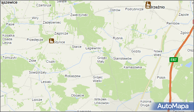 mapa Grójec Mały gmina Złoczew, Grójec Mały gmina Złoczew na mapie Targeo