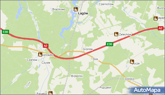 mapa Gronów gmina Łagów, Gronów gmina Łagów na mapie Targeo