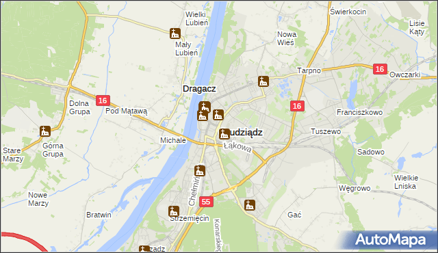 mapa Grudziądza, Grudziądz na mapie Targeo